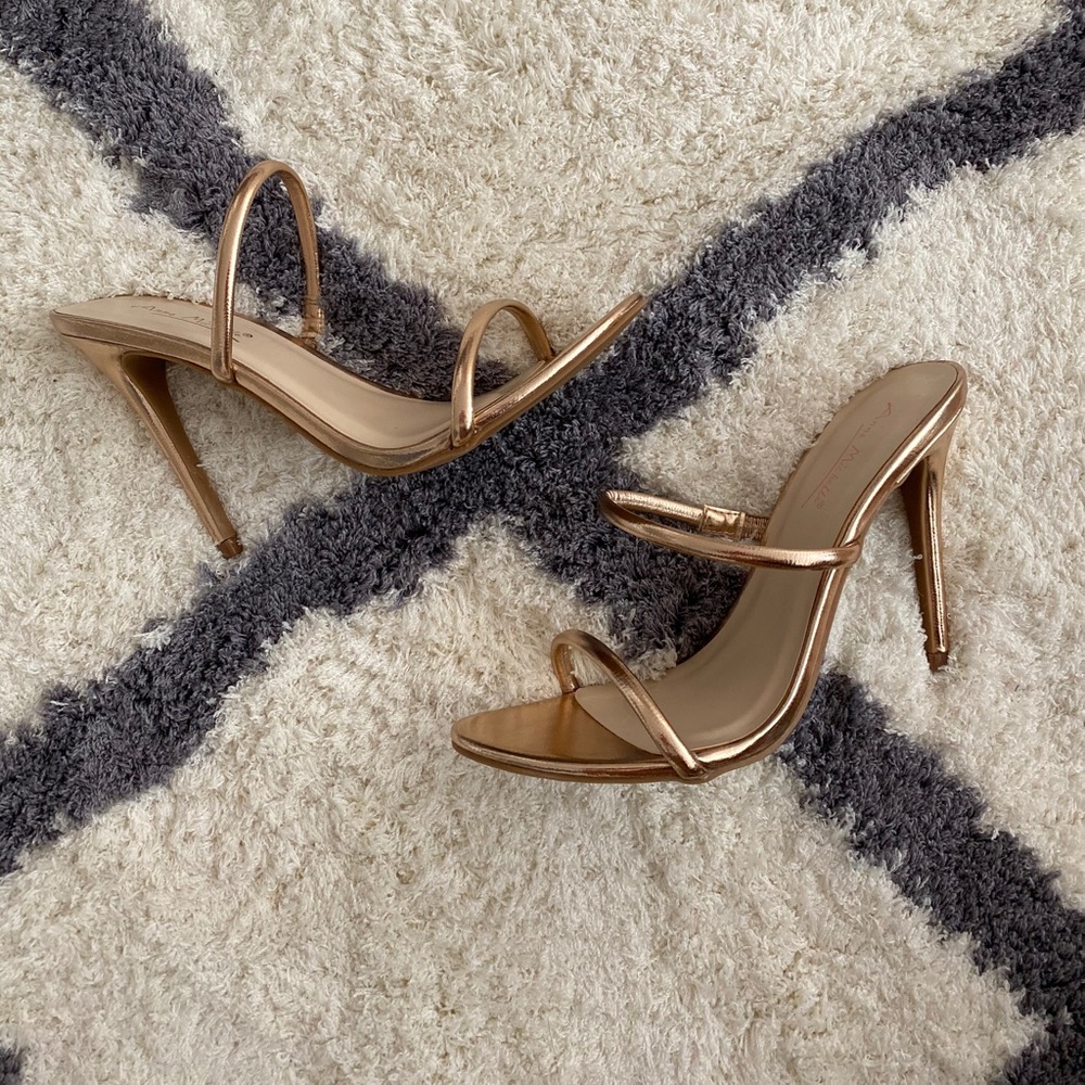 Metallic gold slip on heels